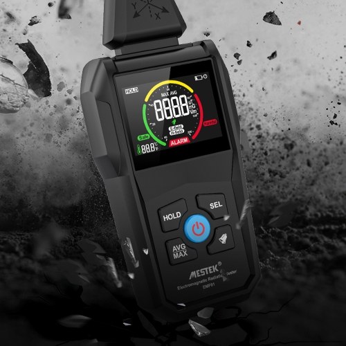 Handheld Portable Electromagnetic Radiation Detector Household Laboratory Hospital Multi-function Temperature Humidity Tester Digital Color Display Radioactive Detector 