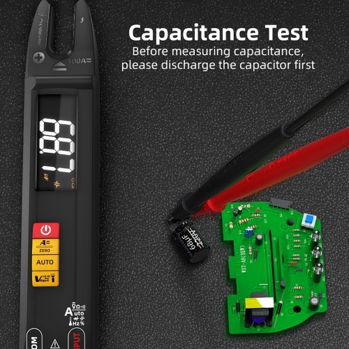 3in1 Handheld Digital Multimeter Clamp Ammeter Electric Test Pen LCD Color Display Handheld Multimeter 6000 True RMS Counts Professional Voltage Capacitance Resistance Frequency Diode Duty Cycle Tester Live Wire Recognition Meter with Flashlight Illuminat 
