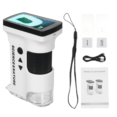 Microscopio portatile portatile per bambini Microscopi HD 6X~80X Cattura video e foto Microscopio digitale tascabile ricaricabile Schermo da 2,7'' con luci bianche e UV Regalo per scienze dell'educazione per bambini