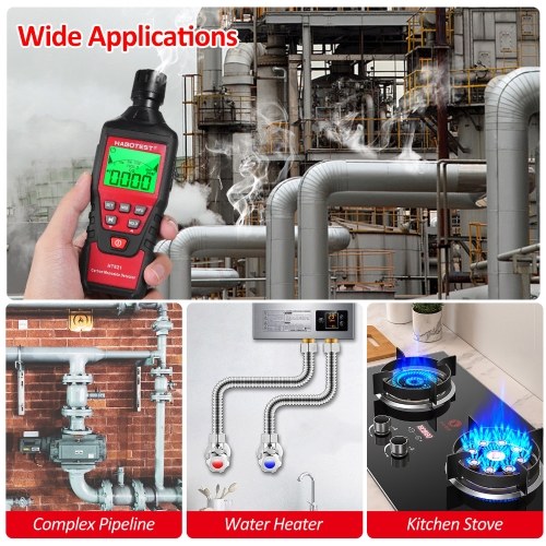 HABOTEST HT621 Portable Carbon Monoxide Detector CO Detector with Audible & Visual Alarm 0-5000PPM CO Alarm Backlit LCD Screen for Home Car Camping Travel 
