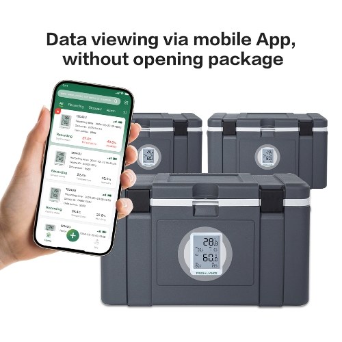 BT Temperature and Humidity Recorder Fruit Cold Storage Coldchain Transportation Temperature Logger Mobilephone APP Control Large Capacity Data Storage with Data Export PDF/CSV Reports Automatic Generating Function 