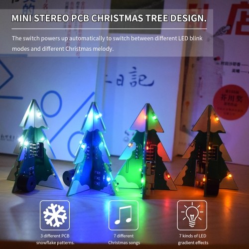 

3D Mini PCB Stereo Christmas Tree DIY Music Kit Electronic Learning Kit Module Christmas Tree DIY Kit