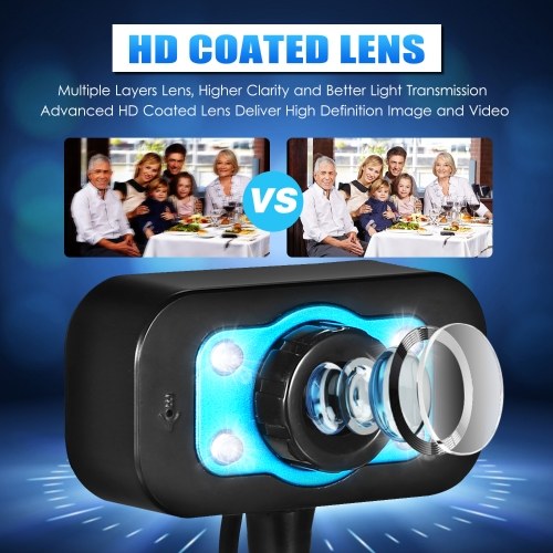 

HD Webcam USB Desktop Laptop Camera Mini Plug and Play Video Calling Computer Camera with Mic Night Version LED Light Flexible Rotatable stander