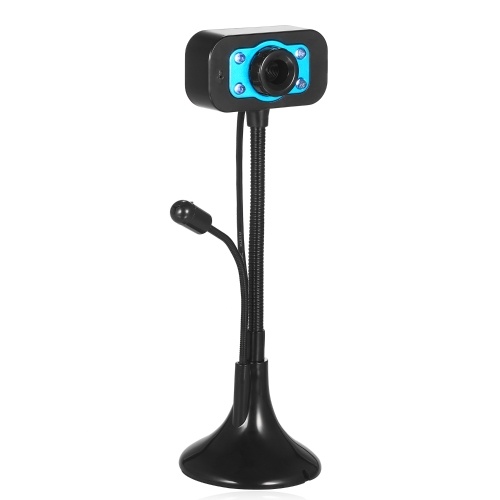 HD Webcam USB Desktop Laptop Camera Mini Plug and Play Video Calling Computer Camera with Mic Night Version LED Light Flexible Rotatable stander