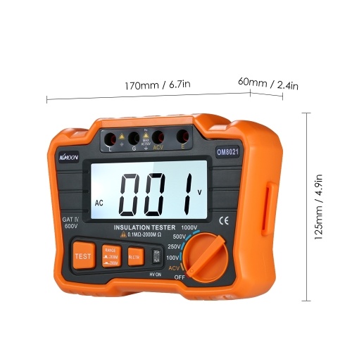 KKmoon Insulation Resistance Tester DCV ACV Meter 1000V Ground  Megohmmeter MegOhm Voltmeter w/LCD Backlight Display 