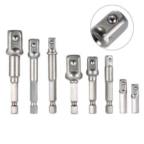 

8pcs 1/4 3/8 1/2 Inch Hex Socket Driver Adapters Set Power Drill Extension Bar Bit
