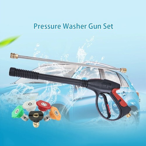 

KKmoon Pressure Washer Gun Power Washer Gun with 21 Inch Extension Wand, 5 Nozzle Tips, M22-14mm Fitting, 4000 PSI