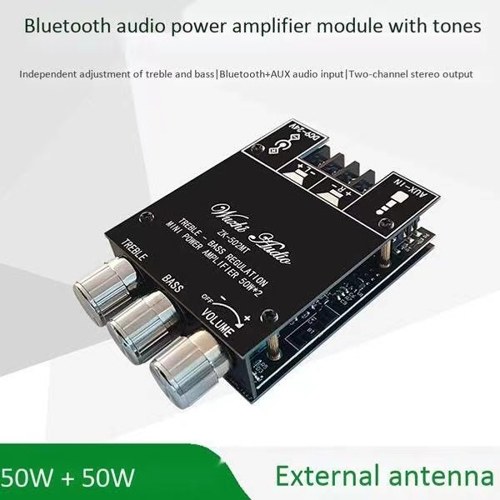 

ZK-502MT 2.0-Channel BT AUX Digit Audio Power Amplifier Module High Power Sound Amp Support Treble Bass and Volumes Adjustment