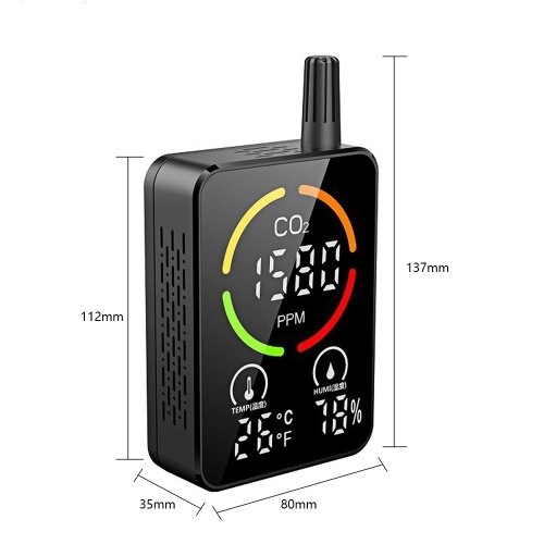 Air Quality Monitor CO2 Detector 3 in 1 Accurate Tester for CO2 Temperature Humidity NDIR Sensor Carbon Dioxide Meter Concentration Tester with Alarm 