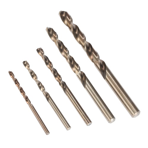 5Pcs / Set 4/5/6/8 / 10mm tige droite M35 Acier Cobalt haute vitesse HSS Twist Forets Set Professional Boiserie Métal Outils de forage