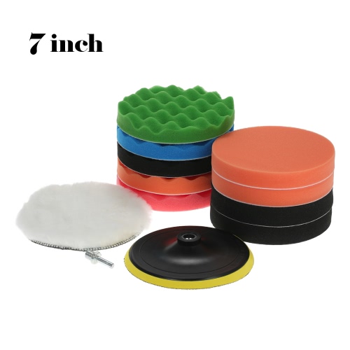 

11PCS Brand New 3" 80mm/4" 100mm/5" 125mm/6" 150mm/7" 180mm Car Polishing Pads Waxing Buffing Pad Sponge Kit Set for Car Polisher