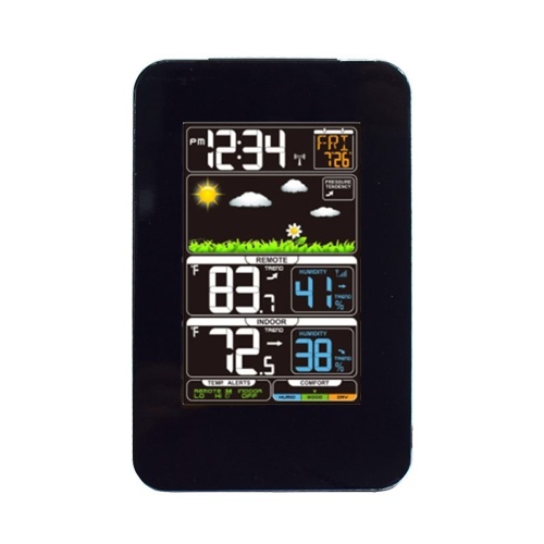 Multifunctional Weather Station Indoor/Outdoor Thermometer Temperature and Humidity Monitor 12H/24H Electronic Alarm Clock Weather Forecast Clock for Home Offie Bedroom Restaurant 