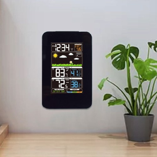 Multifunctional Weather Station Indoor/Outdoor Thermometer Temperature and Humidity Monitor 12H/24H Electronic Alarm Clock Weather Forecast Clock for Home Offie Bedroom Restaurant 