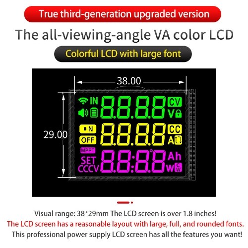Digital Direct Current Voltage Regulator Powersupply Module Full Viewing Angle VA Color LCD Display Support Firmware Upgrading Solar Charging and Serial Communication Protocol 