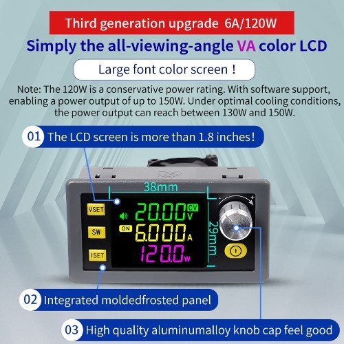 Digital Direct Current Voltage Regulator Powersupply Module Full Viewing Angle VA Color LCD Display Support Firmware Upgrading Solar Charging and Serial Communication Protocol 