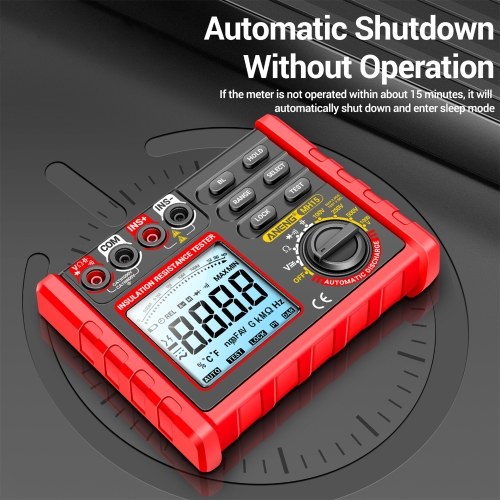 Insulation Resistance Tester 6000 Counts 0.1M Ω~2000M Ω Range DC/AC Voltage Diode Tester with LCD Display 4 Test Voltage Optional 100V 250V 500V 1000V Data Hold  for Measuring Transformers/Motors/Cable 