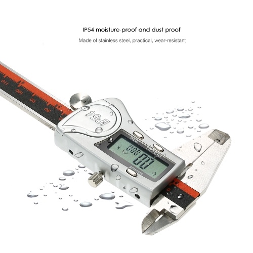 

Stainless Steel Digital Caliper IP54 Waterproof 150mm Scales Callipers 1/64 Fraction/mm/inch High Precision LCD Display Vernier Caliper
