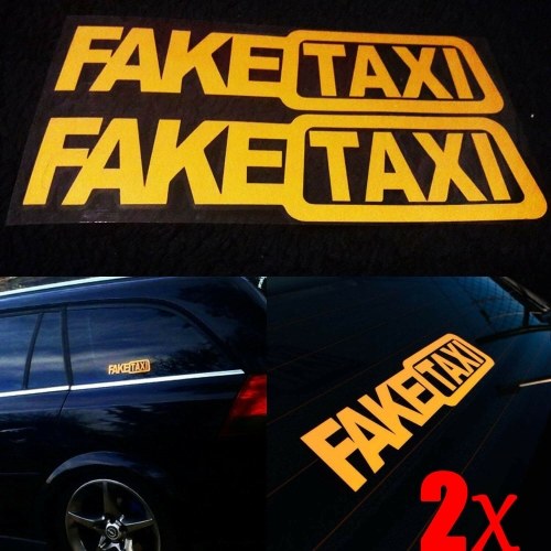 

Funny 2pcs FAKE TAXI Car Auto Sticker FakeTaxi Decal Emblem Self Adhesive Vinyl