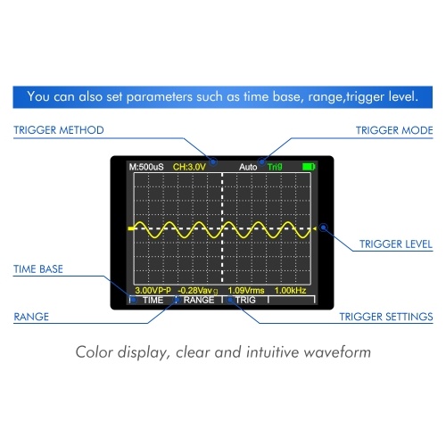 ET828 Intelligent Graphical Digital Oscilloscope Multimeter 2 in 1 with 2.4 Inches Color Screen 1MHz Bandwidth 2.5Msps Sampling Rate for DIY and Electronic Test 