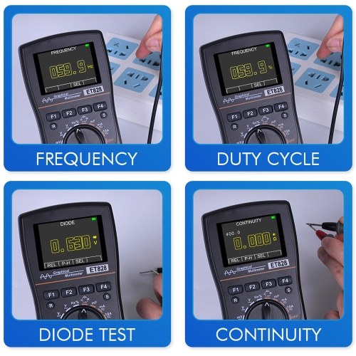 ET828 Intelligent Graphical Digital Oscilloscope Multimeter 2 in 1 with 2.4 Inches Color Screen 1MHz Bandwidth 2.5Msps Sampling Rate for DIY and Electronic Test 