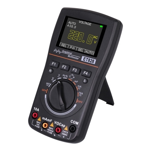 ET828 Intelligent Graphical Digital Oscilloscope Multimeter 2 in 1 with 2.4 Inches Color Screen 1MHz Bandwidth 2.5Msps Sampling Rate for DIY and Electronic Test 