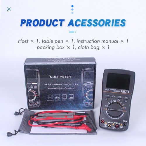 ET828 Intelligent Graphical Digital Oscilloscope Multimeter 2 in 1 with 2.4 Inches Color Screen 1MHz Bandwidth 2.5Msps Sampling Rate for DIY and Electronic Test 