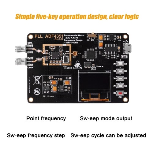 

35MHz~4400MHz OLED Display RF Signal Generator ADF4351 Module Sweeps Frequency Generator PLL