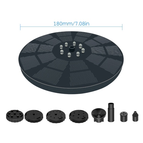 Solar Fountain Pump 3W Solar Powered Outdoor Bird Bath Fountain 7 Spray Patterns Water Pump with Colored LED Lights Battery Backup for Garden Pond Pool Fish Tank Aquarium and Pet 