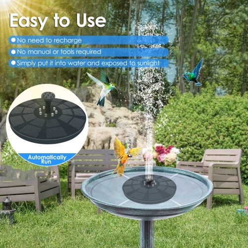 Solar Fountain Pump 3W Solar Powered Outdoor Bird Bath Fountain 7 Spray Patterns Water Pump with Colored LED Lights Battery Backup for Garden Pond Pool Fish Tank Aquarium and Pet 