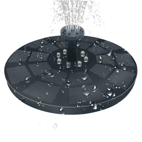 Solar Fountain Pump 3W Solar Powered Outdoor Bird Bath Fountain 7 Spray Patterns Water Pump with Colored LED Lights Battery Backup for Garden Pond Pool Fish Tank Aquarium and Pet 