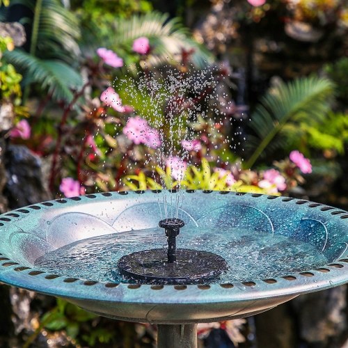 Solar Fountain Pump 3W Solar Powered Outdoor Bird Bath Fountain 7 Spray Patterns Water Pump with Colored LED Lights Battery Backup for Garden Pond Pool Fish Tank Aquarium and Pet 