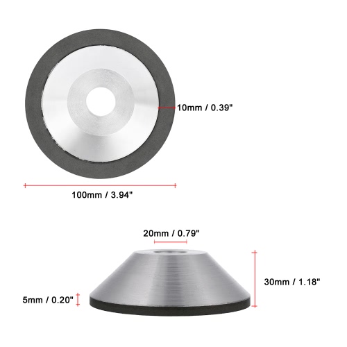 100x20x10x5mm professionale resina di diamante di rettifica Cup Wheel per Tungsten acciaio fresa 240 Grit strumento Temperino Grinder Accessori 100 millimetri