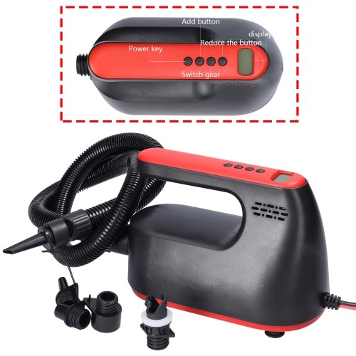 

HS-8301 Portable High Pressure Air Pump Handheld Wakeboard Surfboard Air Pump with 4 Nozzles 12 V 200W
