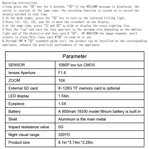1080P Portable Night-Visions Device Day Night Use 1.54Inch Display Photo Taking Video Recording Infrared Digital Vedio Camera for Outdoor Fishing Boating Observation 