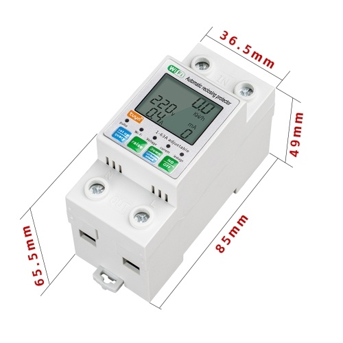 Tuya WiFi Intelligent Automatic Reclosing Protector Multifunctional Current Voltage Monitoring Meter LCD Display Switch Power Meter Protections Values Settable Mobilephone APP Control 