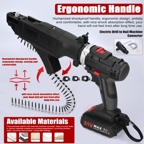 

Automatic Lithium Electric Drill Chainscrew Machine Converter Cordless Staple Machine Rechargeable Electric Nailer Portable Nailing Machine Woodworking Stapler Conversion Tool