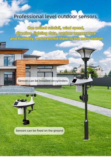 Professional Weather Station Indoor Outdoor Thermometer Home Weather Stations with  Rainfall and Wind Speed Wind Direction Digital Color Display 