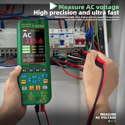 BSIDE 3in1 Handheld Graph Multimeter Oscilloscope Signal Source 3.98-inch TFT IPS Display Voltage Current Capacitance Frequency Resistance Continuity Diode Tester 25Mhz Bandwidth 250MSa/s Sampling Rate with On-Off Buzzer Waveform Save and View Function fo 