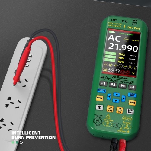 BSIDE 3in1 Handheld Graph Multimeter Oscilloscope Signal Source 3.98-inch TFT IPS Display Voltage Current Capacitance Frequency Resistance Continuity Diode Tester 25Mhz Bandwidth 250MSa/s Sampling Rate with On-Off Buzzer Waveform Save and View Function fo 
