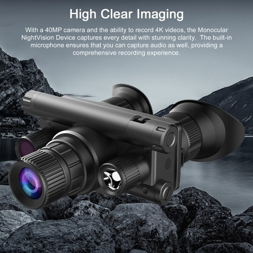 Monocular Night Vision Device 40MP 4K Digital Infrared Telescope 600m Night Vision Distance Support Photo Video Recording 5X Optical Magnification 8X Digital Zoom for Outdoor Camping Huntings Night Observation Boating 