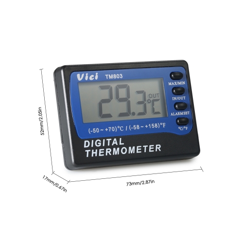 Vici Mini LCD Digital Thermometer Temperature Meter Celsius Fahrenheit Degree In Out Fridge Freezer Thermometer with Probe Max Min Value Display 