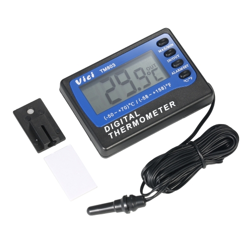 Vici Mini LCD Digital Thermometer Temperature Meter Celsius Fahrenheit Degree In Out Fridge Freezer Thermometer with Probe Max Min Value Display 