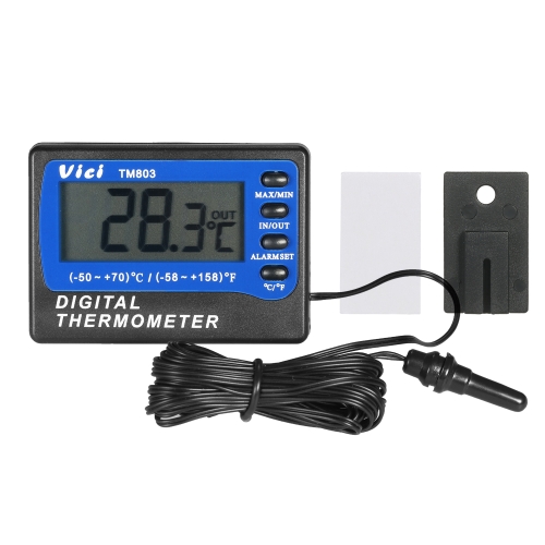 Vici Mini LCD Digital Thermometer Temperature Meter Celsius Fahrenheit Degree In Out Fridge Freezer Thermometer with Probe Max Min Value Display 