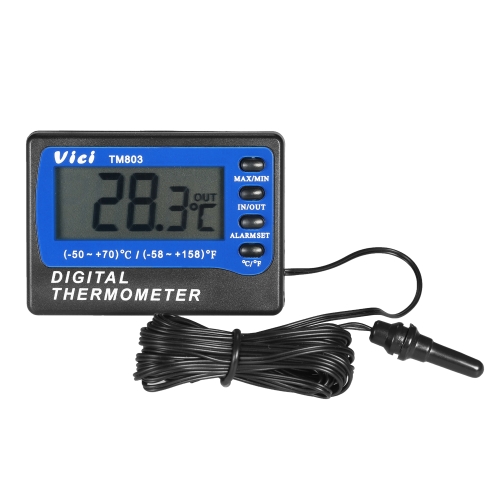 Vici Mini LCD Digital Thermometer Temperature Meter Celsius Fahrenheit Degree In Out Fridge Freezer Thermometer with Probe Max Min Value Display 