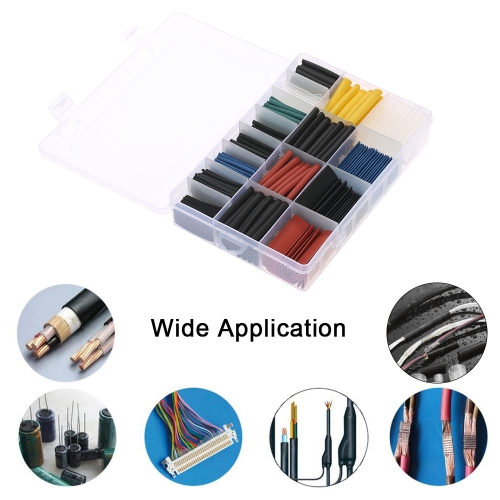 

580PCS Assorted 2:1 Polyolefin Heat Shrink Tubing Tube Halogen-Free 6 Colors 11 Sizes Sleeving Wrap Wire Cable Kit φ1.0-φ10mm