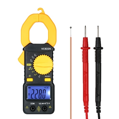 Digital Clamp Meter 4000 Counts Автоматическое регулирование напряжения AC / DC переменного тока Портативный портативный мультиметр с подсветкой LCD Диаплета Измерение емкости Сопротивление Частота Непрерывность Диод Температура Гц Тестер