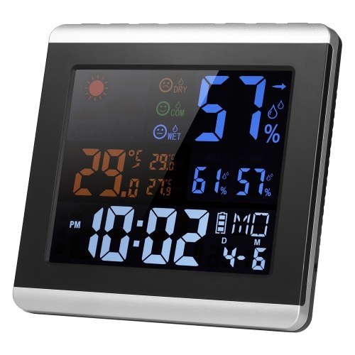Indoor Digital Color Thermometer Hygrometer Clock