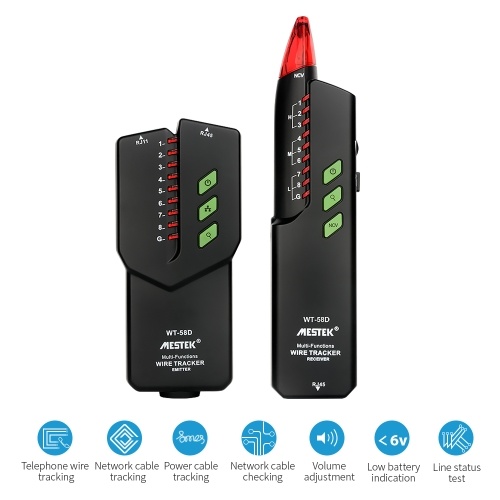

MESTEK WT58D Telephone Wire Tracker RJ11 RJ45 Electrical Line Finding Testing