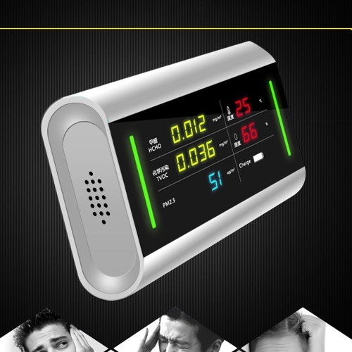 

Цифровой дисплей 5-в-1 USB Аккумуляторная TVOC HCHO Детектор формальдегида Анализатор качества воздуха Измеритель температуры и влажности с звуковым и визуальным сигналом