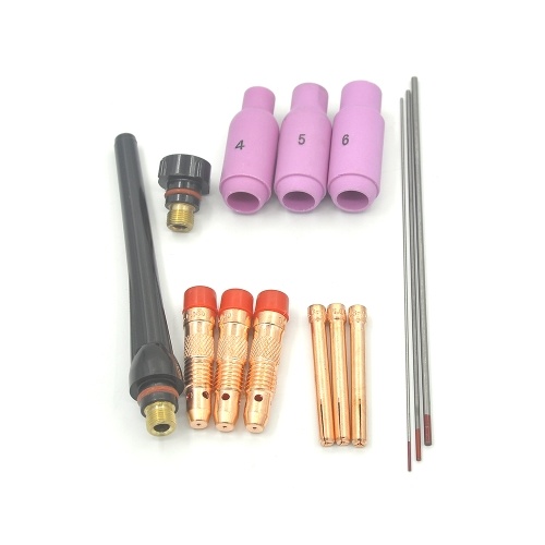

14Pcs TIG Welding Torch 17 Kit AK2 Collet-Cup-Cap-Tungsten 0.040"~3/32"